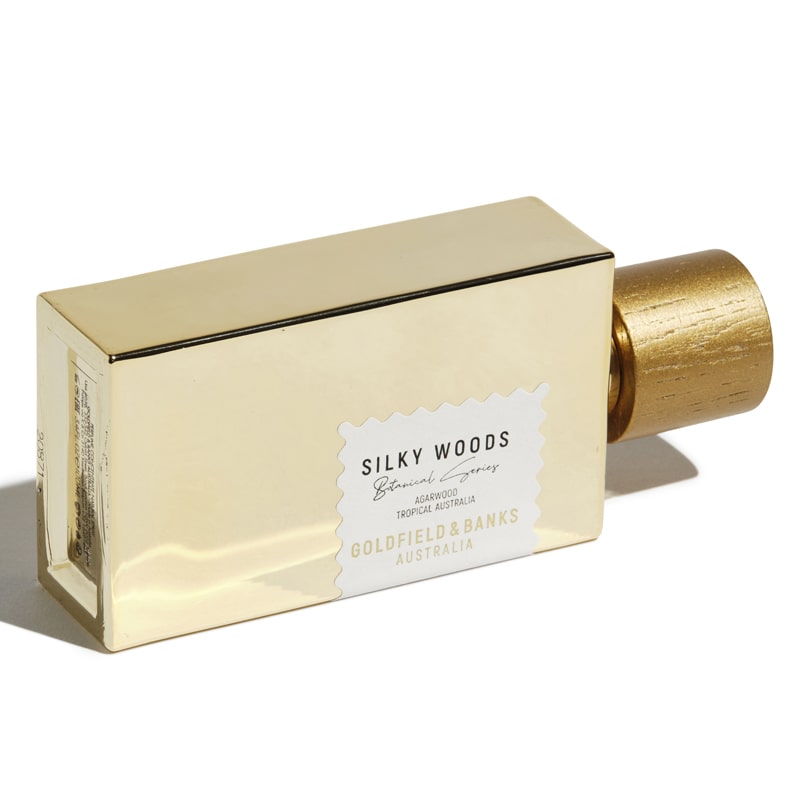 Goldfield & Banks Silky Woods Perfume 100 ml showing on its side