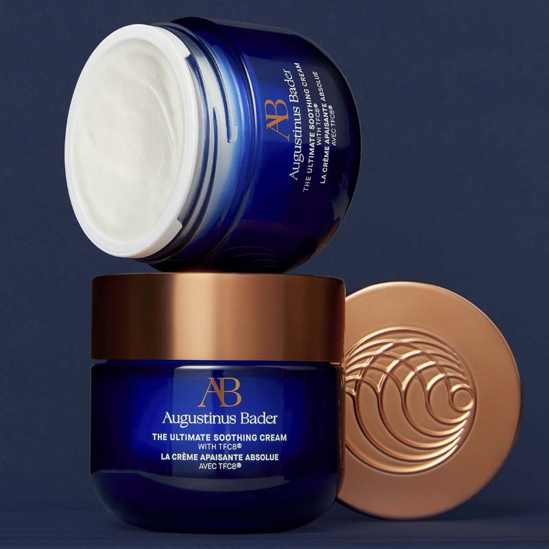 Augustinus Bader The Ultimate Soothing Cream showing one jar closed and another open