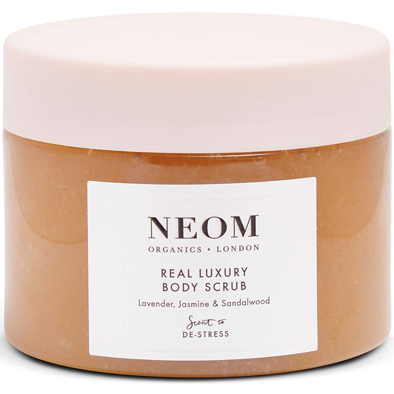 NEOM Organics Real Luxury Body Scrub showing container 