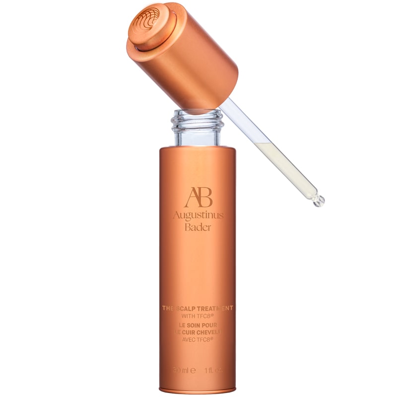 Augustinus Bader The Scalp Treatment showing copper bottle with cap off