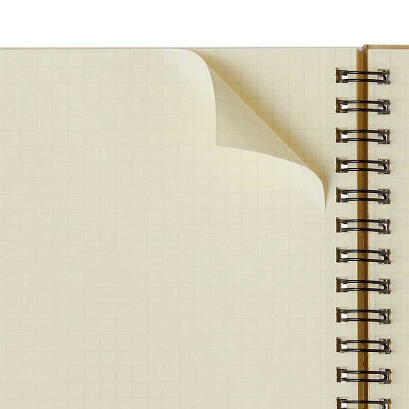 Delfonics Rollbahn Medium Horizontal Spiral Notebook – Yellow showing page being ripped 