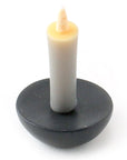 DAIYO Ceramic Circular Candle Holder – Black showing with small white candle 