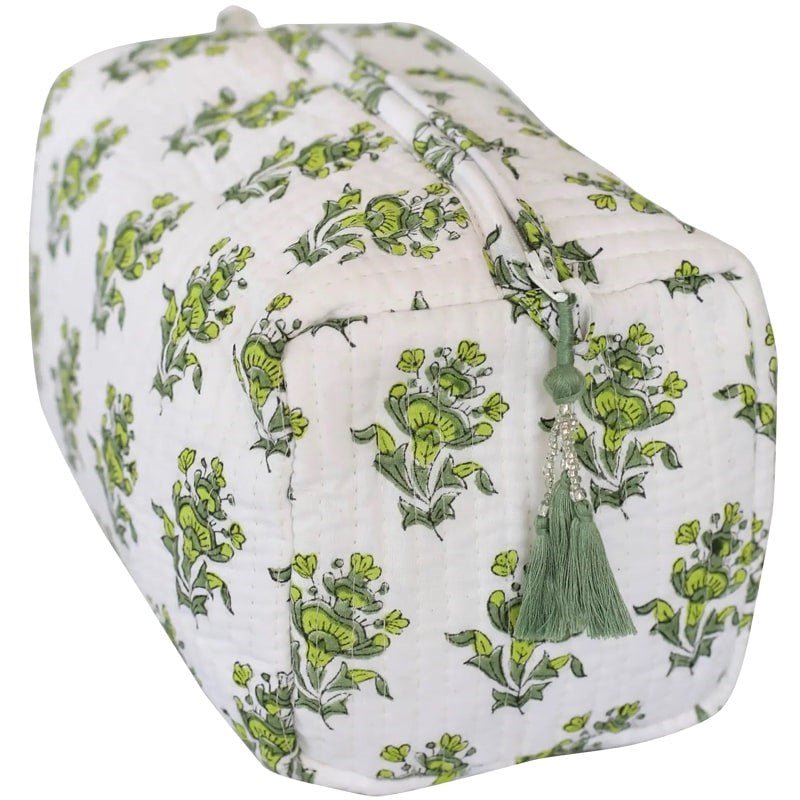 Pacific & Rose Textiles Cosmetic Bag – Gayatri Olive Buti (1 pc)