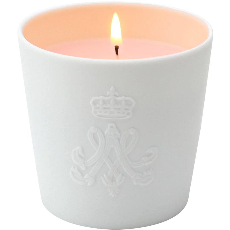 Nina&#39;s Paris Scented Candle shown with candle lit