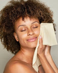 Clean Skin Club Clean Towels XL Bamboo shown in use by model