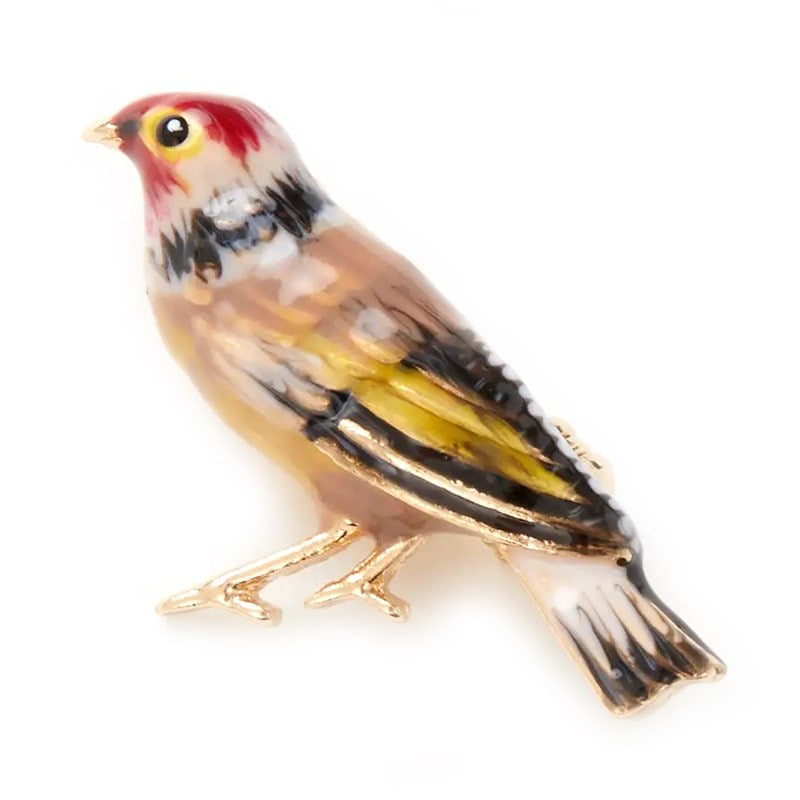 Fable England Enamel Goldfinch Brooch