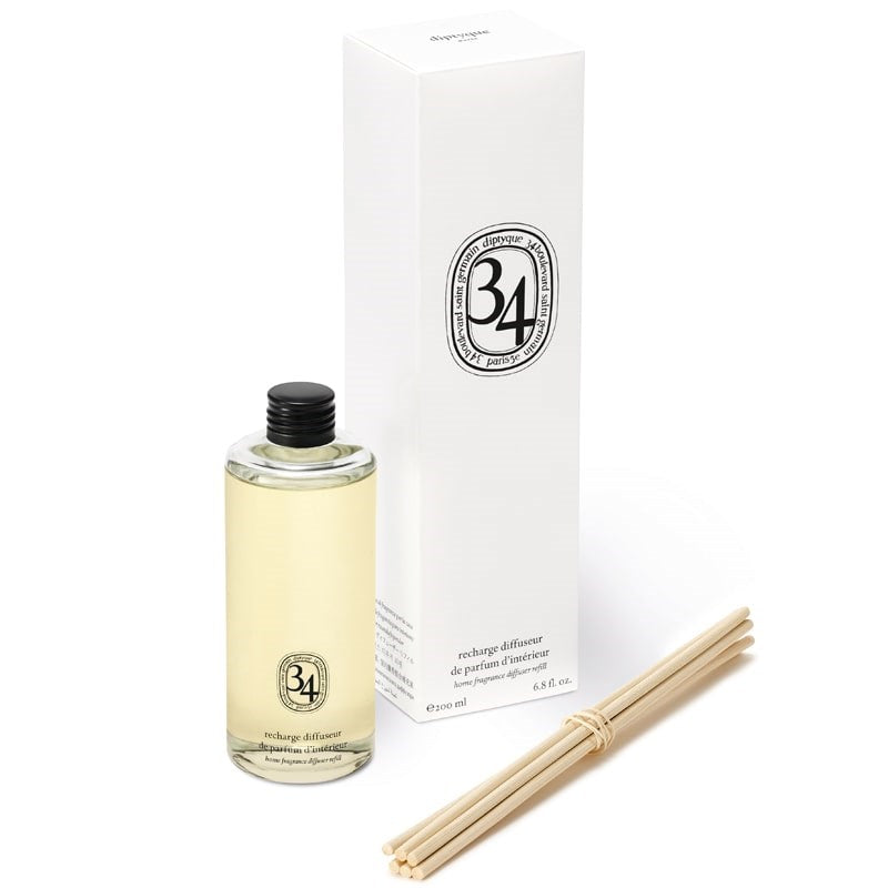 Diptyque 34 Boulevard Saint Germain Reed Diffuser Refill (200 ml) showing box and diffuser reeds