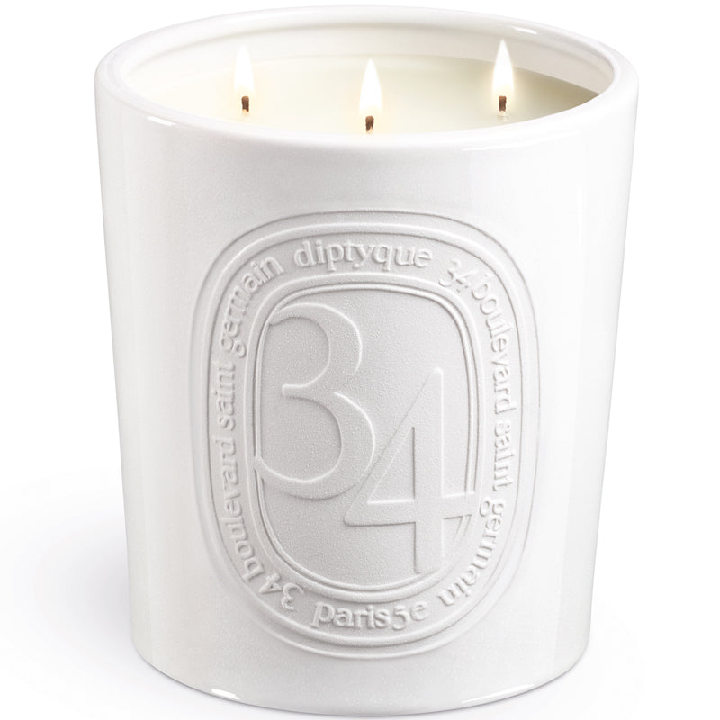 Diptyque 34 Boulevard Saint Germain Giant Candle - Product shown with wicks lit