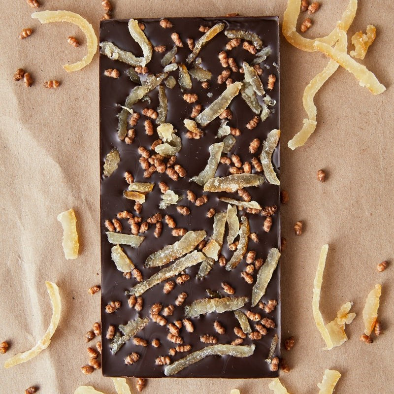 Wildwood Chocolate Yuzu with Roasted Brown Rice - Product shown on table 