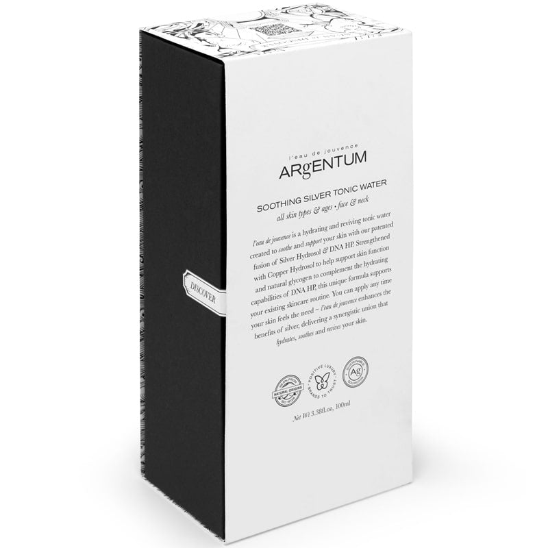 Argentum Apothecary L&#39;eau de Jouvence Soothing Silver Tonic Water - Back of product box