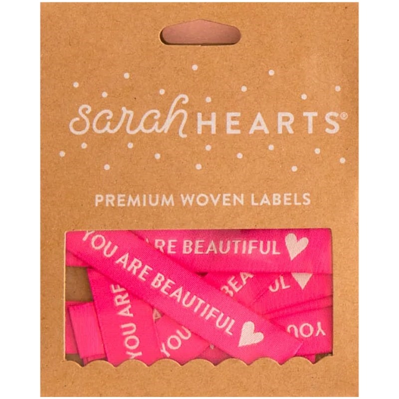 Sarah Hearts Sewing Woven Clothing Label Tags – You are Beautiful (8 pcs)