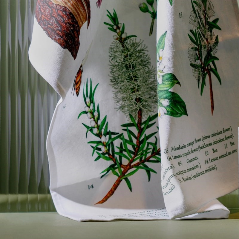 Koala Eco Terra Botanica Tea Towel - Product shown draped against background