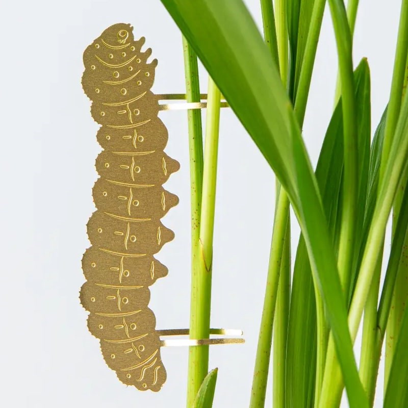 Another Studio Plant Animal Decoration - Caterpillar - Product shown on plant