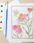Ashes & Arbor Cone Flower & Bee Watercolor Art Card Kit (1 pc)