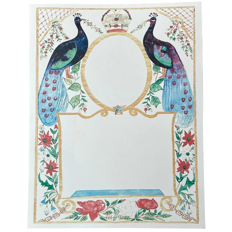 Parcel Peacock Facing Frame Art Print (1 pc)
