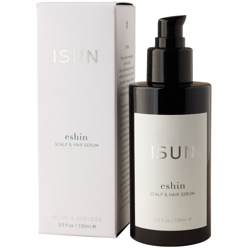 ISUN Eshin Scalp &amp; Hair Serum - Bottle and packaging side by side