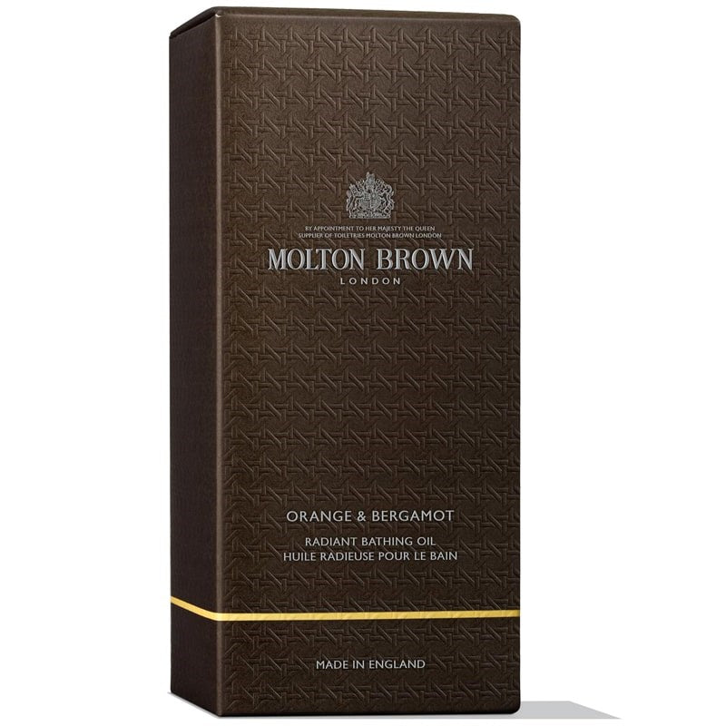 Molton Brown Orange & Bergamot Radiant Bathing Oil - Front of product box shown