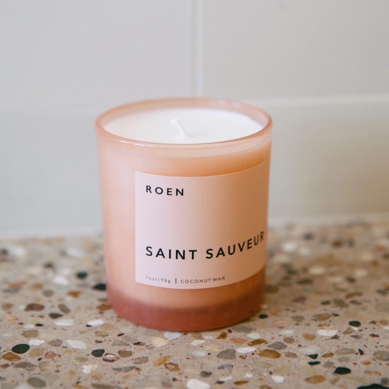 ROEN Candles Saint Sauveur Scented Candle - Product shown on counter