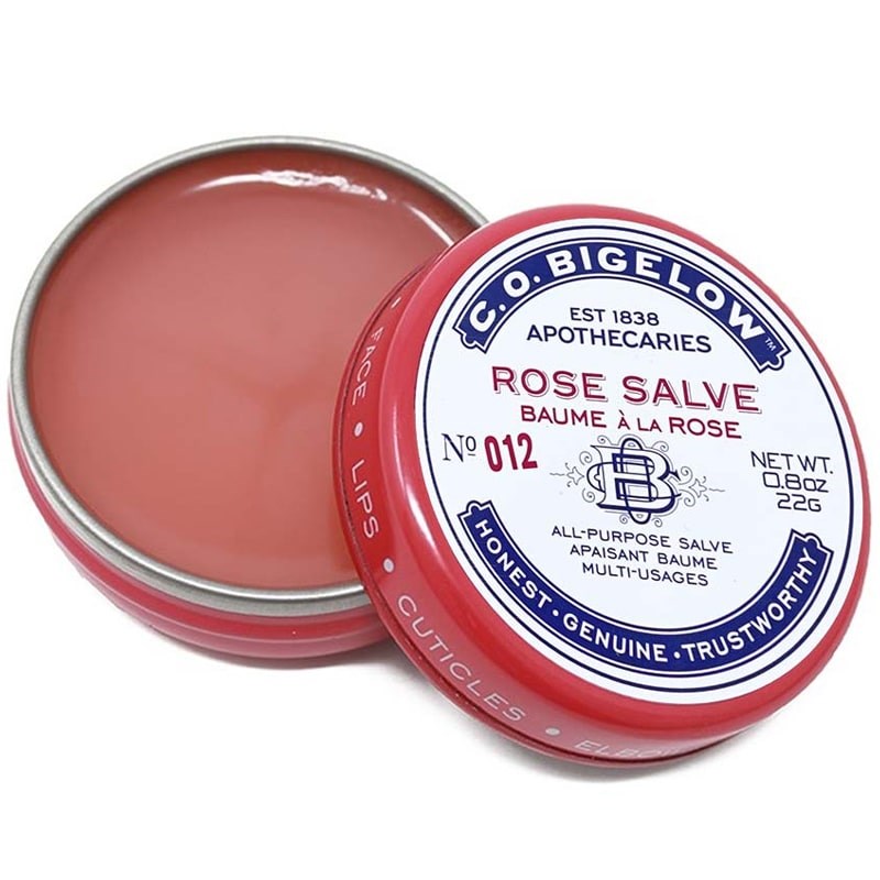C.O. Bigelow Rose Salve Tin - No. 012 - Product shown with lid off