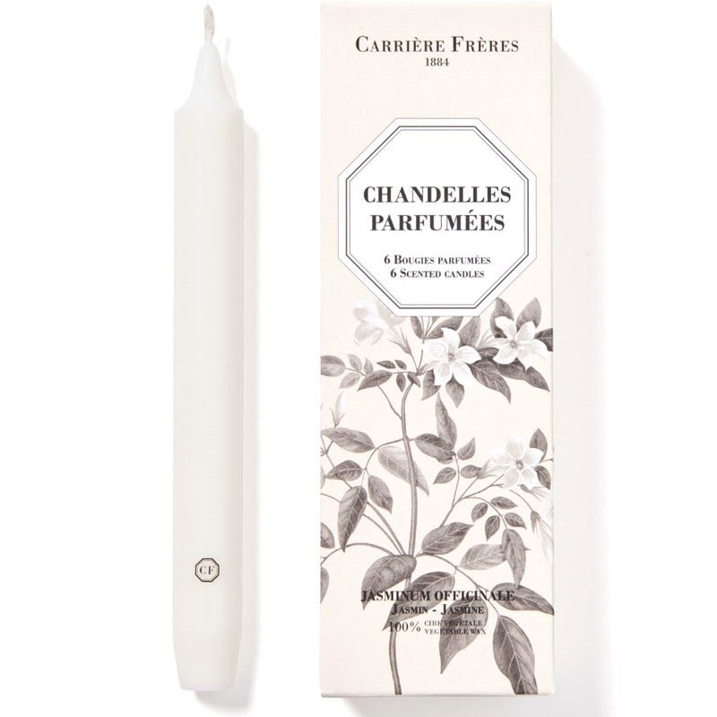 Carriere Freres Jasmine 8" Taper Candles (6 pcs)