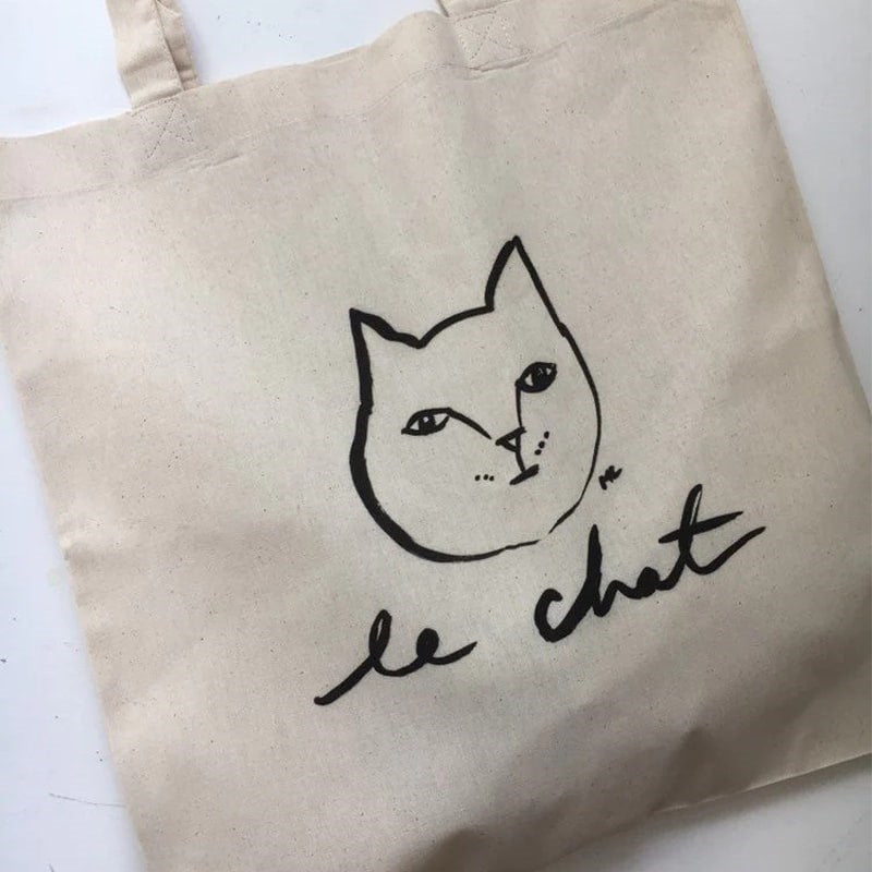 My Little Belleville Le Chat Tote Bag - detail view of tote bag graphic