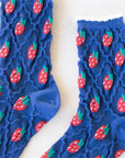 Tiepology Retro Strawberry Casual Socks - Closeup of product