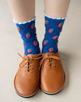 Tiepology Retro Strawberry Casual Socks - Model shown wearing product