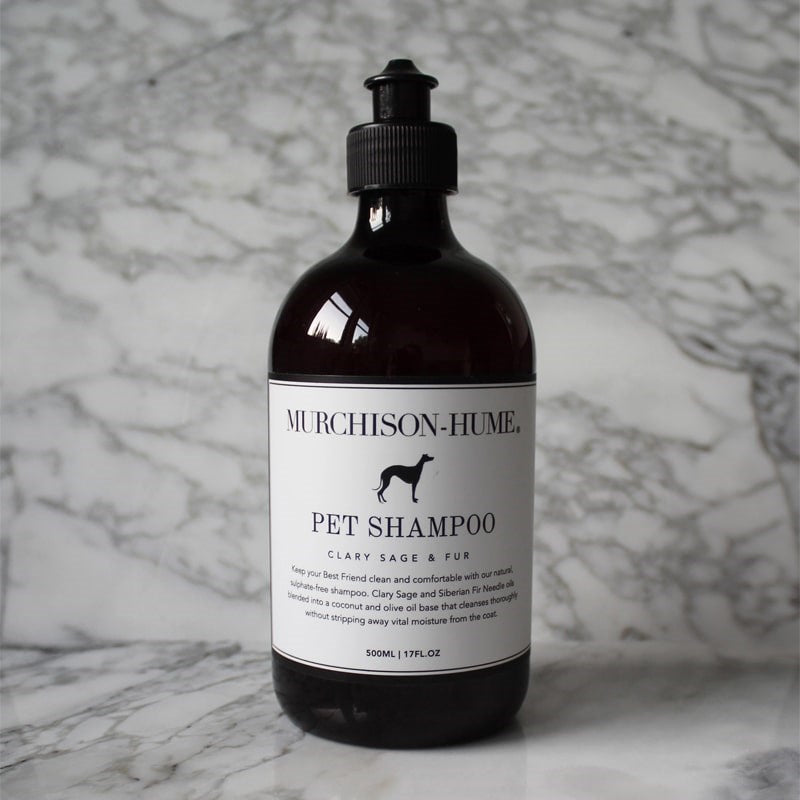 Murchison-Hume Organic Pet Shampoo - Clary Sage &amp; Fur - Product shown on marble counter