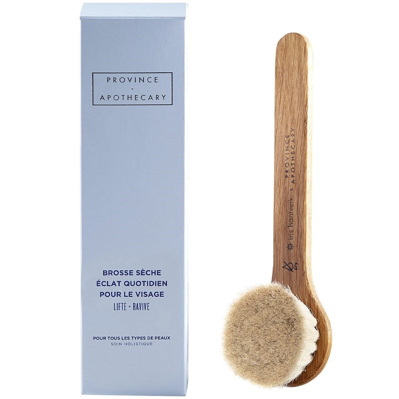 Province Apothecary Daily Glow Facial Dry Brush - Product shown next to packaging