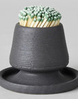 Bloomist Stoneware Match Strike with Tray - Black - Product shown filled with matches