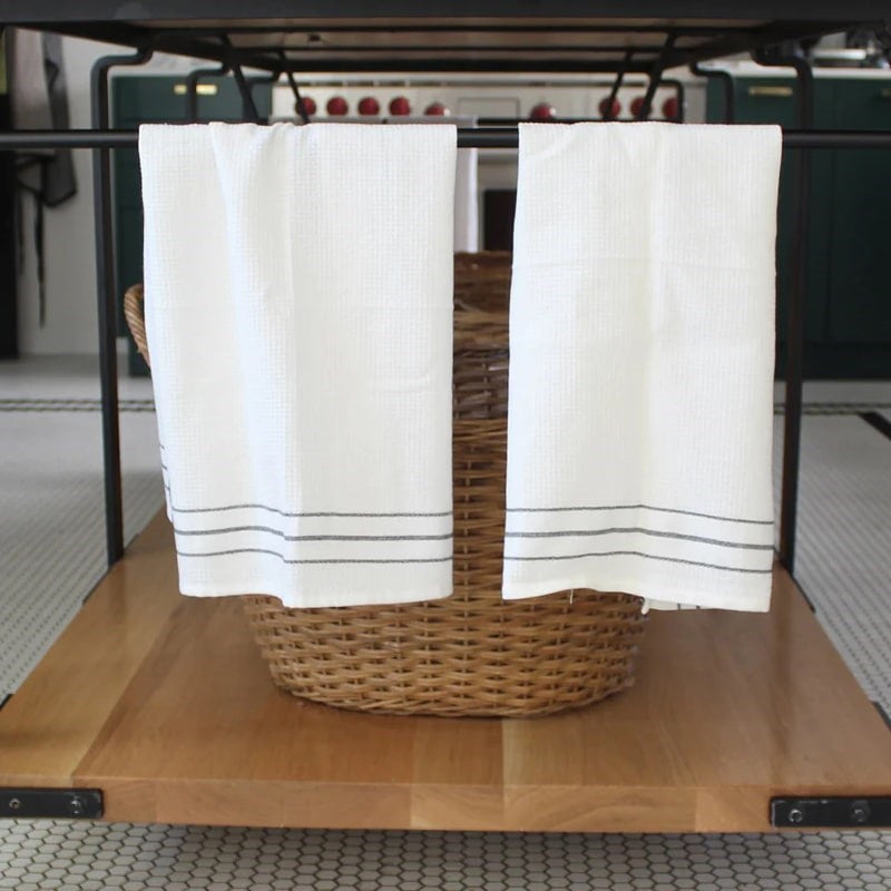 Murchison-Hume Waffle Kitchen Tea Towels Set - Products shown hanging in kitchen
