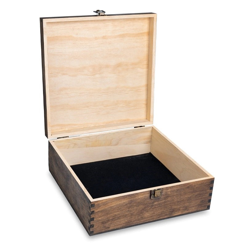 Makerflo Wood Memory Box - Dark Walnut - Product shown open