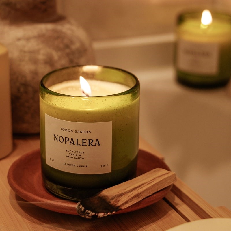 Nopalera Todos Santos Candle - Product shown on plate