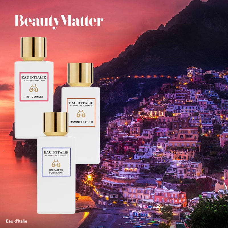 Eau d'Italie Mystic Sunset, Jasmine Leather, Un Bateau Pour Capri Eau de Parfums - details below