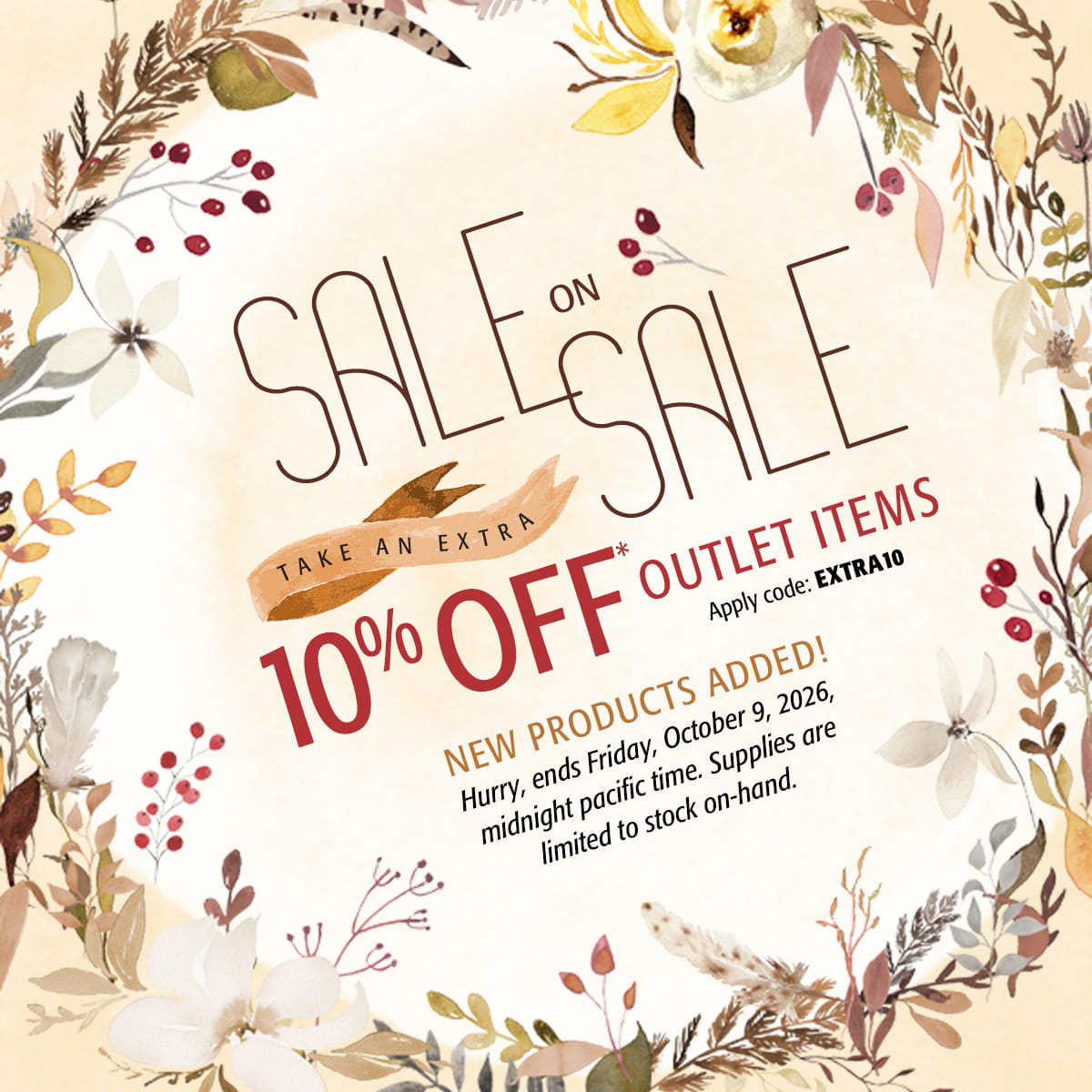 Image of Sale on Sale Extra 10% Off Outlet items - details below