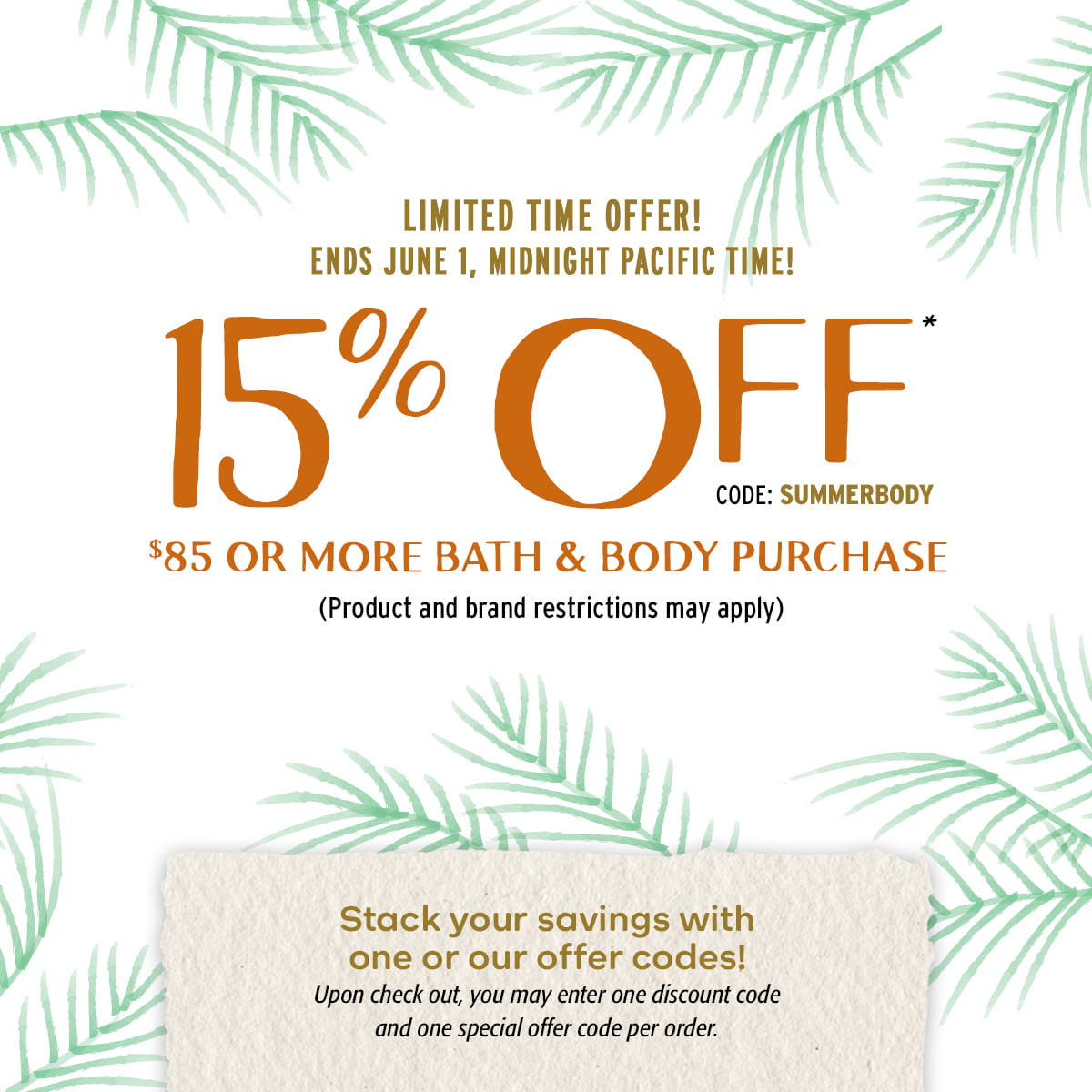 Image of Bath & Body Week Sale - Save 15% Off your $85+ purchase in our Bath & Body category - details below