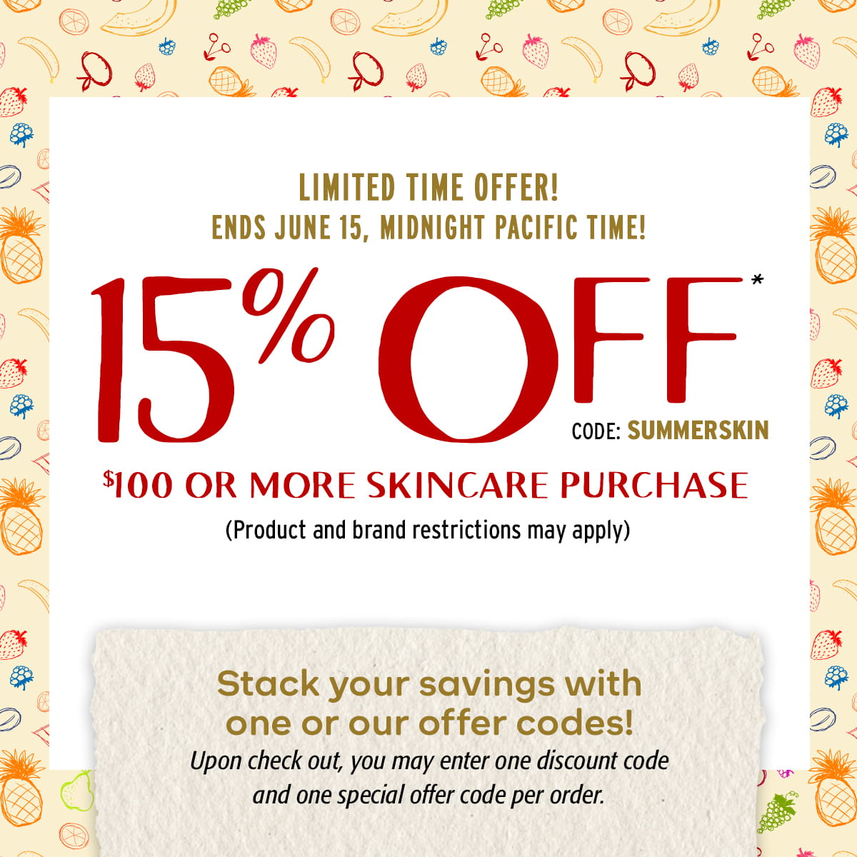 Image of 15% Off Skincare with $100+ purchase in Skincare Category only - details below