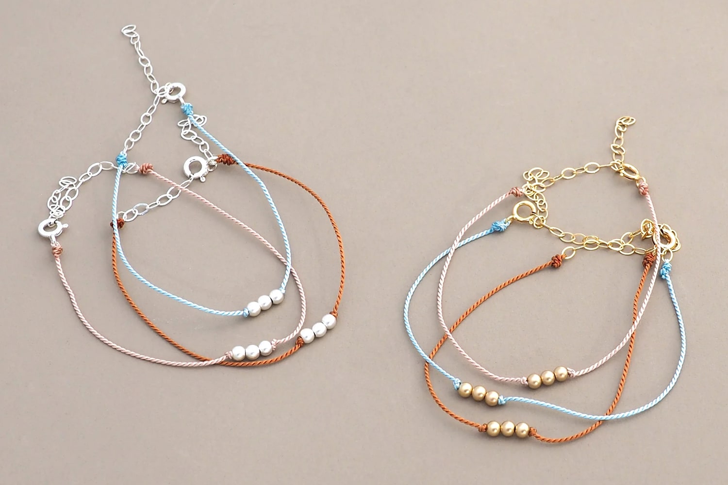 A selection of Britta Ambauen Jewelry Honor Yourself Silk Bracelets