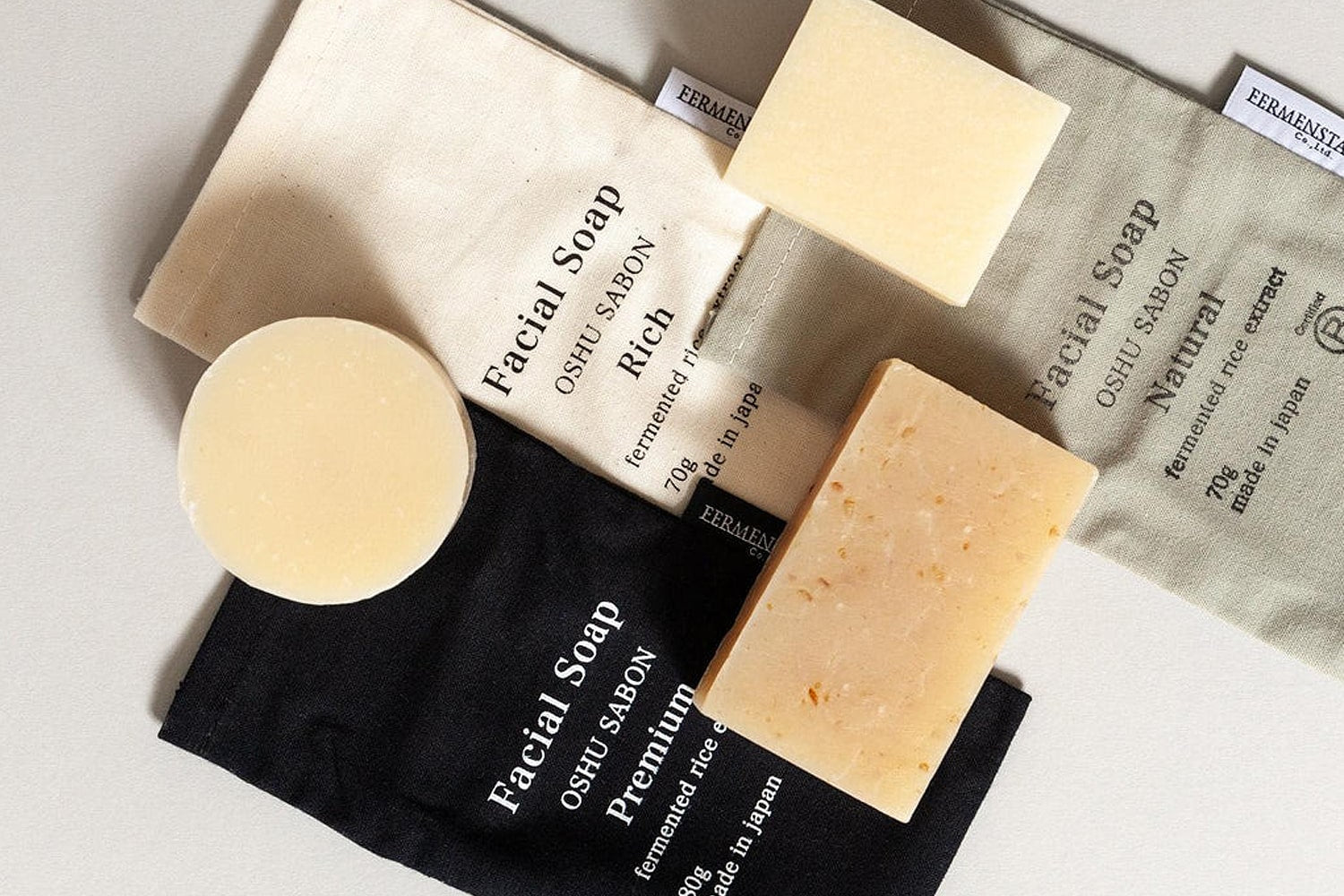 Fermenstation Facial Bar Soaps in Rich, Premium and Natural