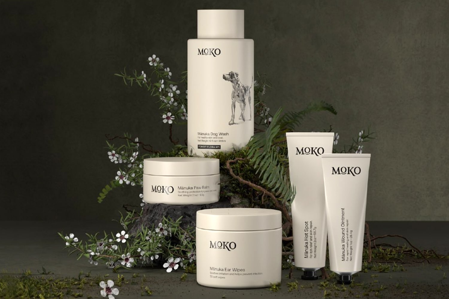 A selection of Moko pet care products