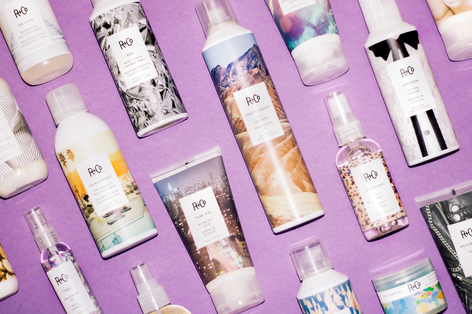 A selection of R+Co haircare products