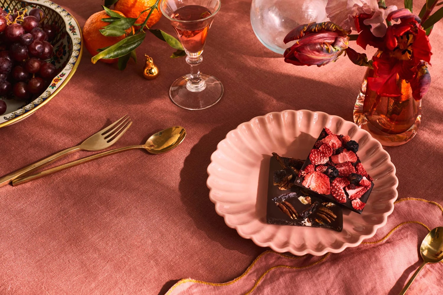 Lifestyle shot of Spring & Mulberry chocolate bars