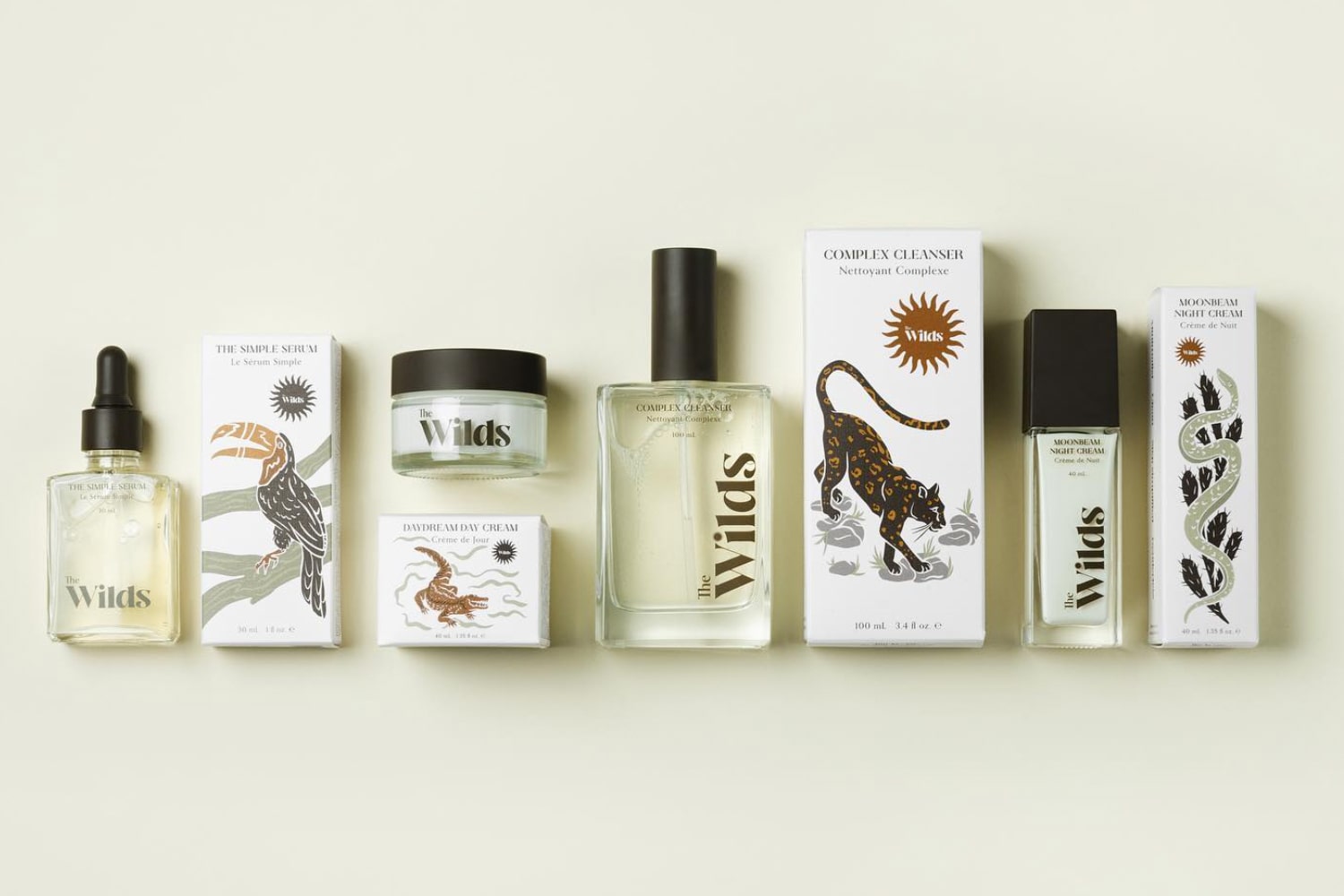 A selection of products from The Wilds skincare