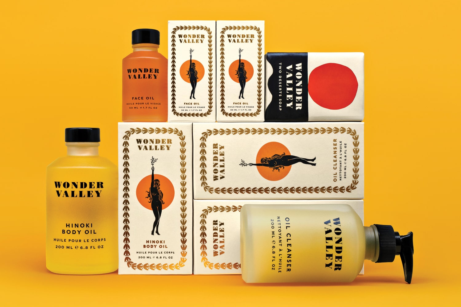 A selection of Wonder Valley skincare and body care products