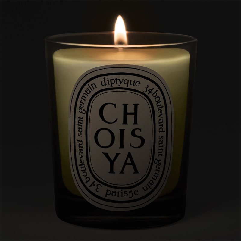 Diptyque Choisya (Mexican Orange Blossom) Candle - candle shown lit