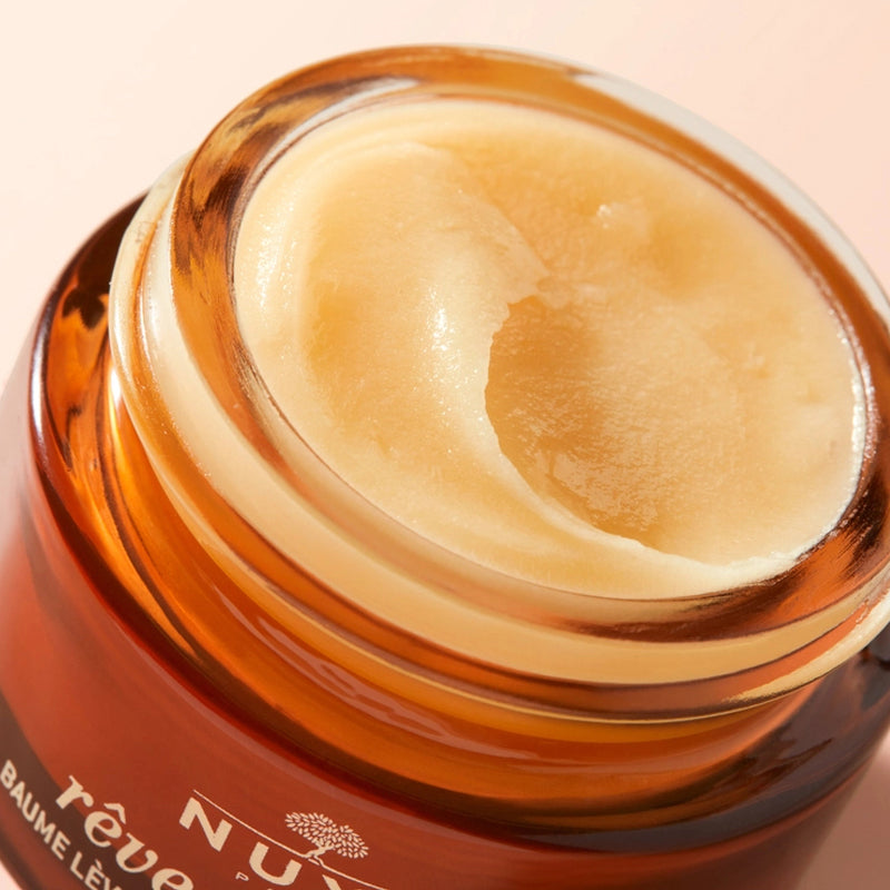 Nuxe Reve de Miel Lip Balm - Lid off and showing texture of balm