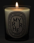 Diptyque Myrrhe (Myrrh) Candle - candle shown lit