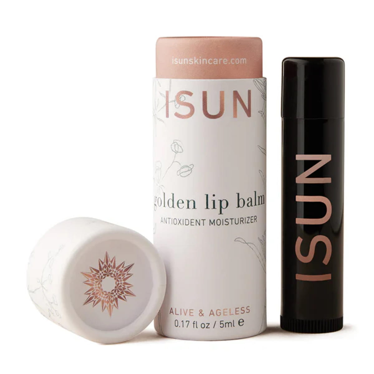  ISUN Golden Lip Balm (5 ml) shown outside of outer tube packaging