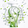 Graphic of Lubin Gin Fizz bottle created with white and green paper shapes
