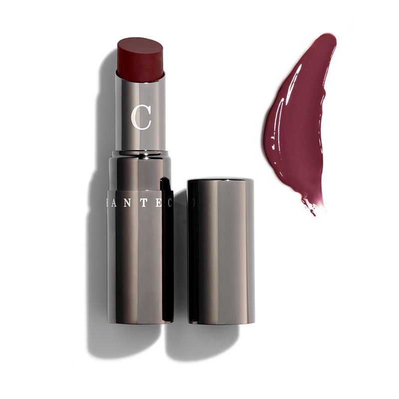 Chantecaille Lip Chic - Damask, 2g showing open tube and color swatch
